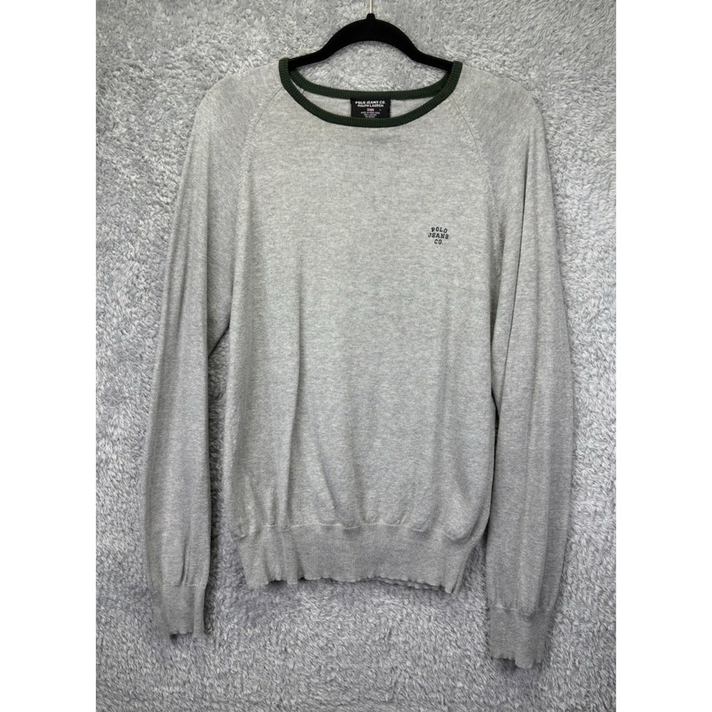 Vtg Polo Jeans Company Sweater L Crewneck Contrast Trim Pullover Ralph Lauren